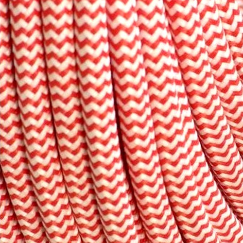 Câble textile rouge et blanc